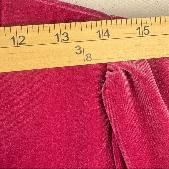 LOFT Women's Fuchsia Velvet Blouse NWOT Long Balloon Sleeves Barbiecore Small - Picture 6 of 9